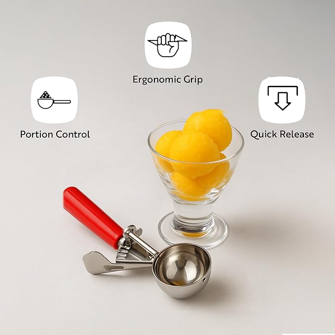 Restaurantware 3.75 Ounce Portion Scoop, 1 Trigger Release Stainless Steel Cookie Scoop - With Ivory Handle, Stainless Steel Disher, For Portion Control, Cookie Dough, Cupcake Batter, Or Ice Cream