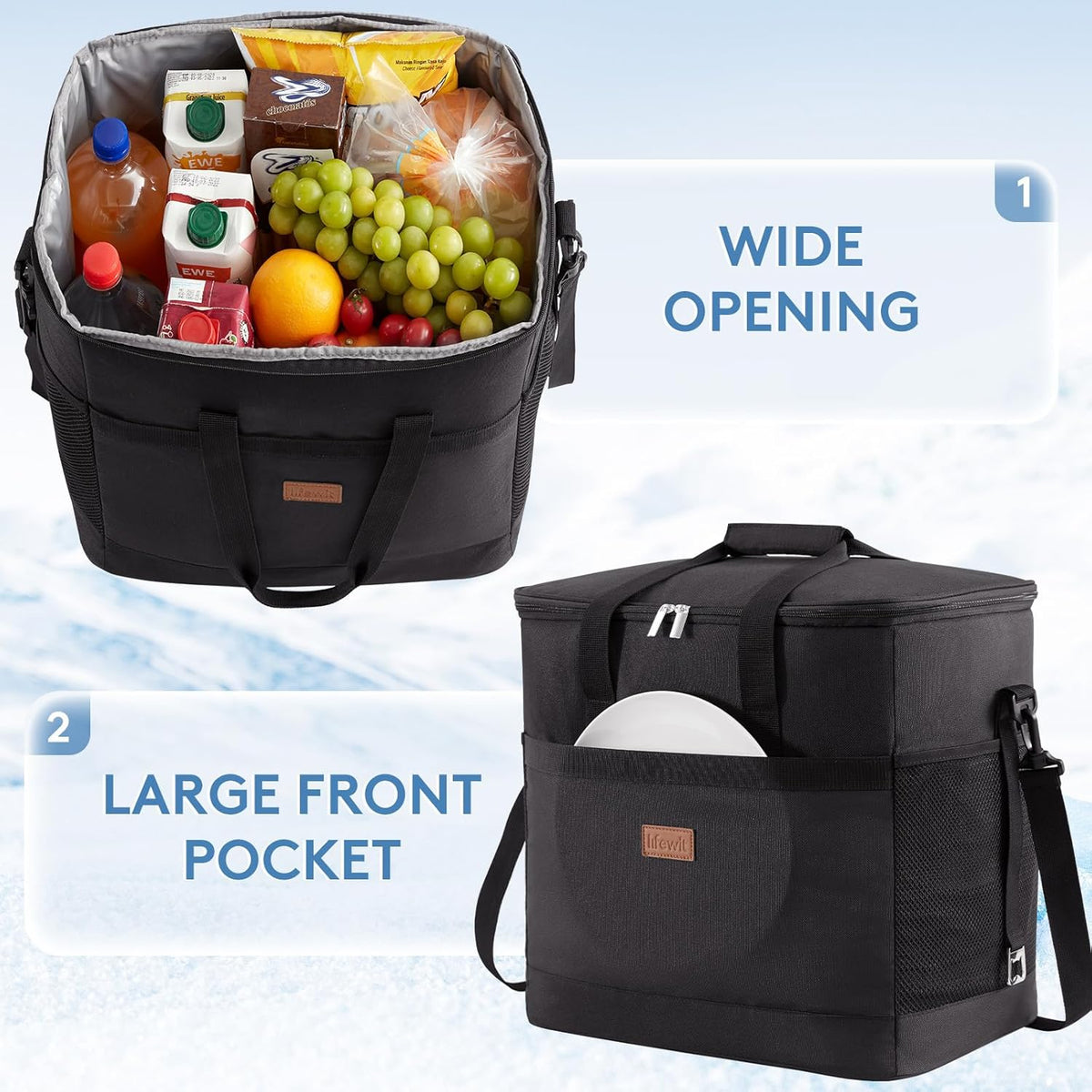 Lifewit Cooler Bag 30/50/60 Cans Collapsible and Insulated Large Lunch Bag Leakproof Soft Cooler Portable Tote for Camping/BBQ/Family Outdoor Activities