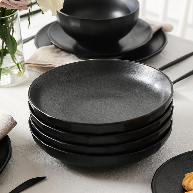 Stone Lain Rio 4-Piece Pasta Bowl Set Stoneware, Black