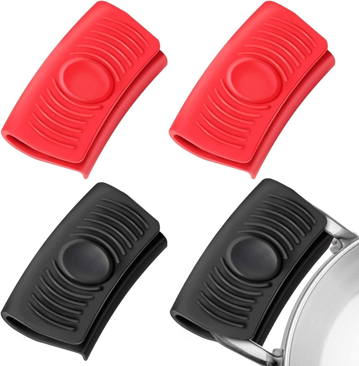 2 Pairs Silicone Assist Hot Handle Holder XX915 Hot Skillet Handle Covers Pot Holder Sleeve Cast Iron Skillets Nonslip Heat Resistant for Kitchen Pot Pan Cookware