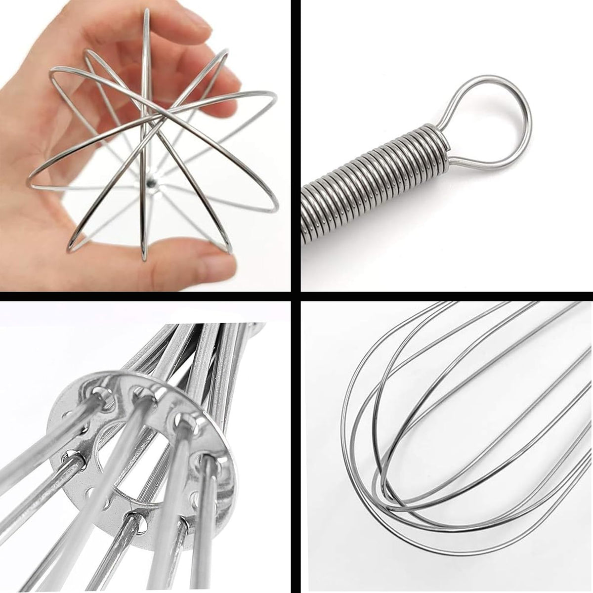 Mini whisk, Digead Small Whisk, 8in 304 Stainless steel Wire Whisk for Cooking, Whisking, Beating, Blending Ingredients and Mixing Sauces, Ergonomic Spiral Handle-Silver