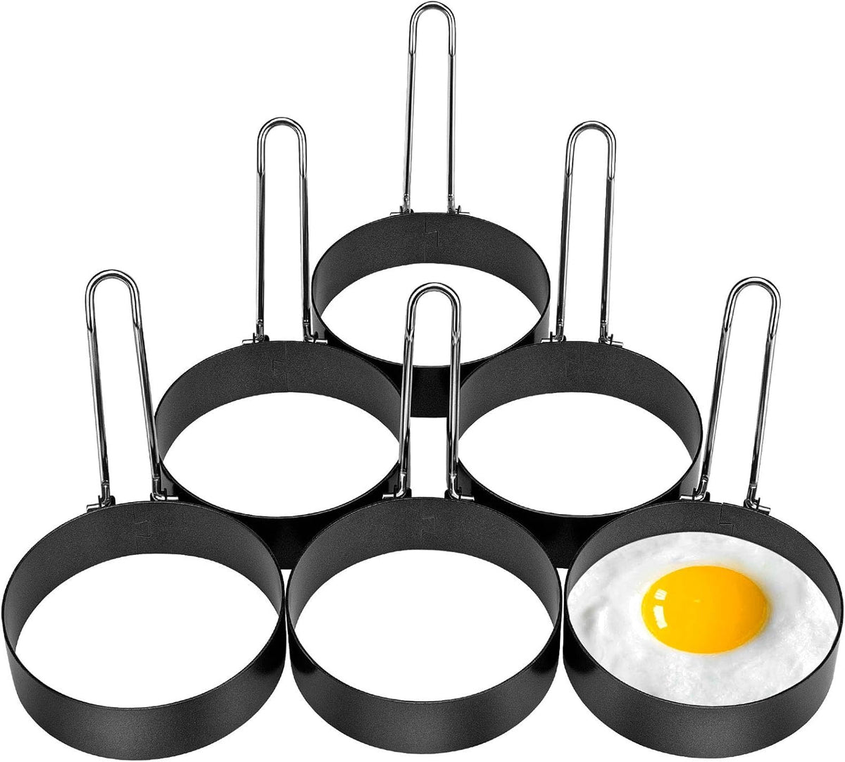 6 Pack Egg Ring, Stainless Steel Round Egg Cooking Rings Non-Stick Frying Egg Maker Molds