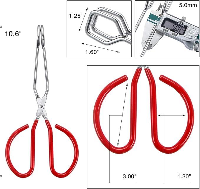 MSY BIGSUNNY Stainless Steel Scissor Tongs Heavy Duty Cooking Tongs with Soft Handles (1, red 10")