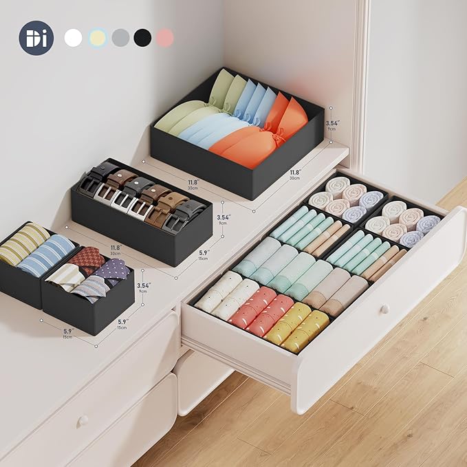DIMJ Drawer Organizer Clothes Storage - 18 Pack Baby Dresser Organizer for Nursery, Foldable Closet Drawer Organizer Bins for Bedroom Organization, Fabric Storage Dividers for Socks, Underwears, Bras