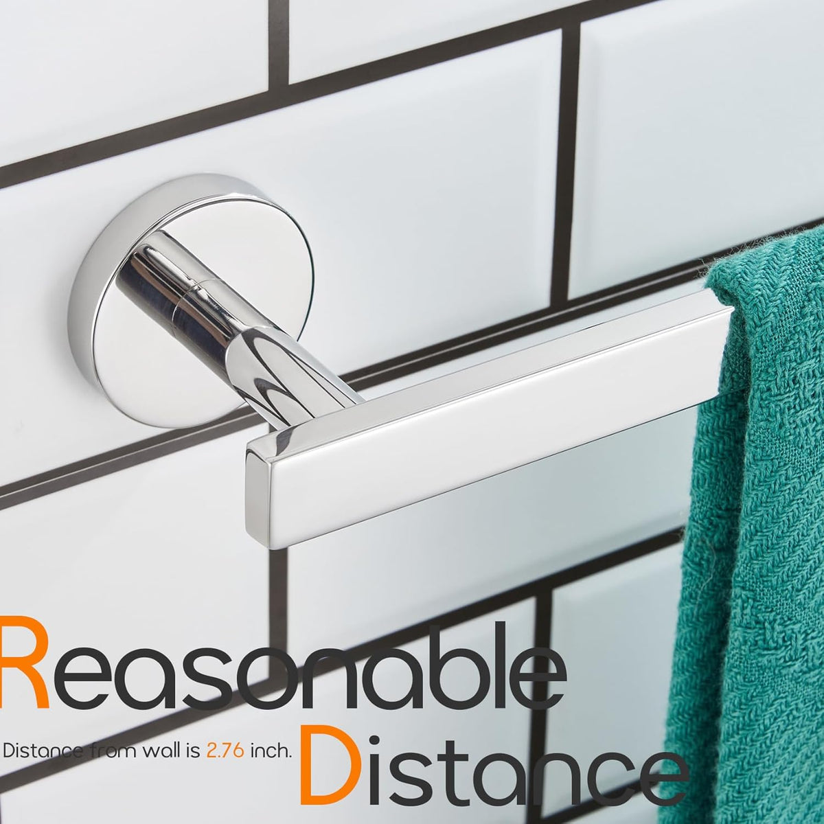 24 Inch Bathroom Towel Bar Bath Towel Rack Kitchen Towel Holder Towel Rails Wall Mounted SUS304 Stainless Steel Polished Chrome AN4001CH-L24