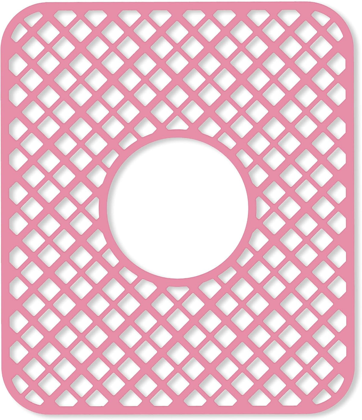 2 Pack Silicone Sink Protector for Kitchen Sink, Lozenge Pattern 13 x 11 inches Sink Grid Mat Silicone Protectors, Center Drain, Pink