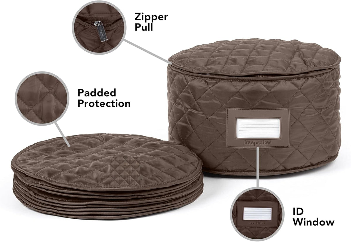Covermates Keepsakes - Dish Storage - Padded Protection - ID Window - Stain Resistant - Machine Washable - China Storage, Bronze