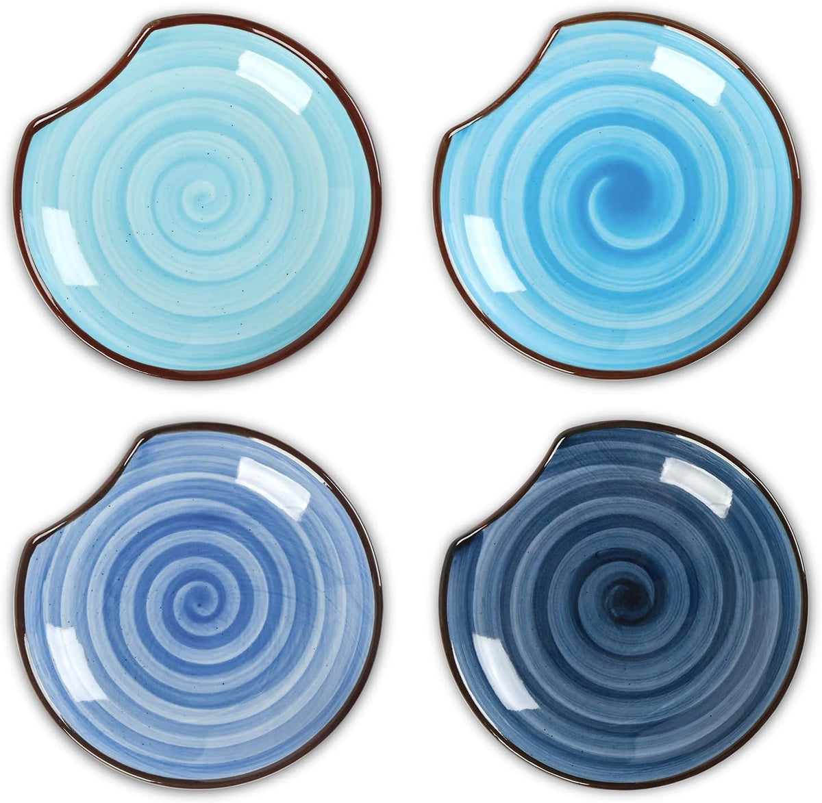 Selamica Ceramic Spoon Rest for Stove Top, 4.6 Inch Cooking Spoon Holder for Kitchen Counter, Stackable Utensil Rest Holder for Spatula, Ladles, Tong, Coffee Spoon, Set of 4, Gradient Blue