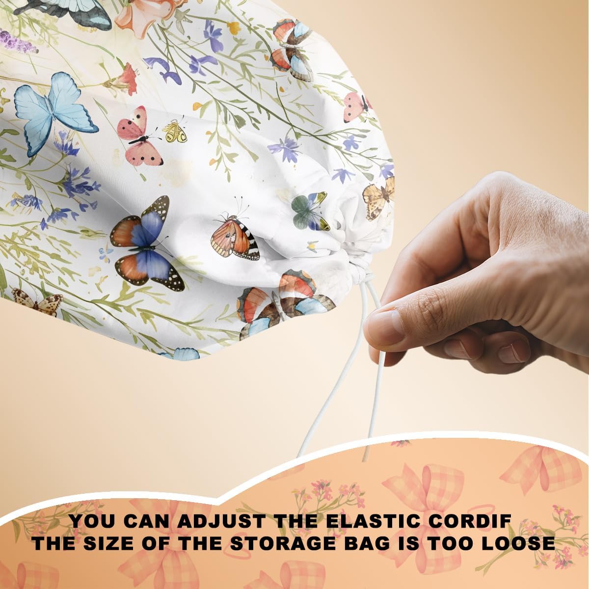 2Pcs Vintage Floral Plastic Bag Holder, Wall Mount Trash Bag Holder, Summer Floral Colorful Butterfly Large Reusable Grocery Bags Storage Dispenser for Home Kitchen Pantry, Butterfly Gifts for Women
