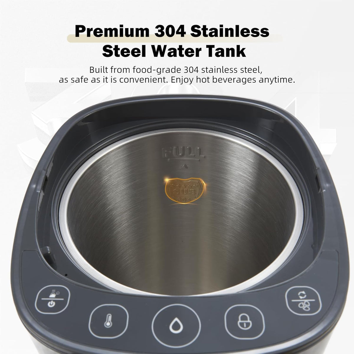 OCTAVO Water Boiler & Warmer 5 Liter, 304 Stainless Steel Water Tank, 700 Watt 6 Adjustable Water Temperature, LCD Touch Control Screen, Child Lock with Water Shortage Indicator