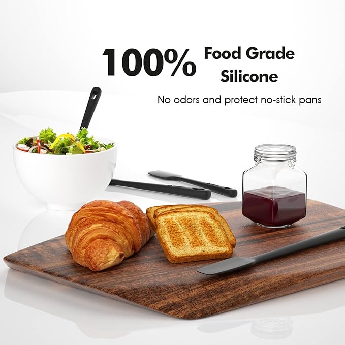 4 Pieces Silicone Spatula Set, Food Grade Rubber Spatula, Upgrade Strong Handle with Ergonomic Grip, Heat Resistant for Nonstick Cookware, Cooking