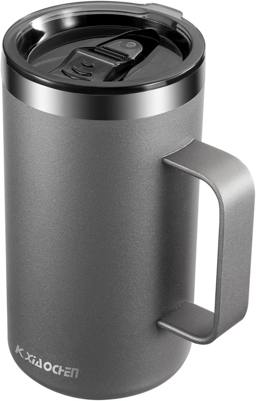 KXIAOCHEN 20oz Insulated Coffee Mug with Lid, Stainless Steel Coffee Cup, Double Wall Vacuum Coffee Tumbler with Handle, Premium Thermal Travel Coffee Mug (Silver grey)