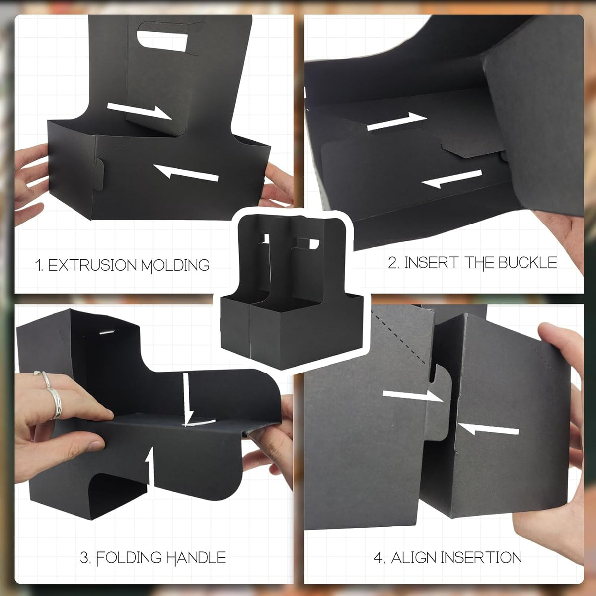 2 Cup Disposable Drink Carrier for Delivery with Handle,15 Count Black Paperboard Cup Holder,Cup Carriers for Hot or Cold Drinks,Coffee Carrier, Food Delivery,Take Out Cup Carriers (Black, 15 PCs)