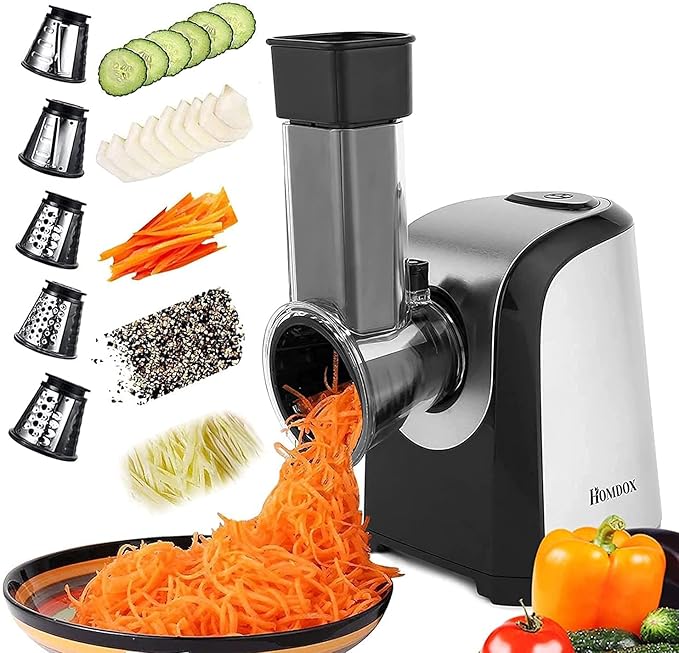 Electric Vegetable Graters Professional Salad Maker, Electric Slicer Shredder Graters for Kitchen, Gratersr/Chopper/Salad,Electric Salad machine for Vegetables Carrot Cheese Black