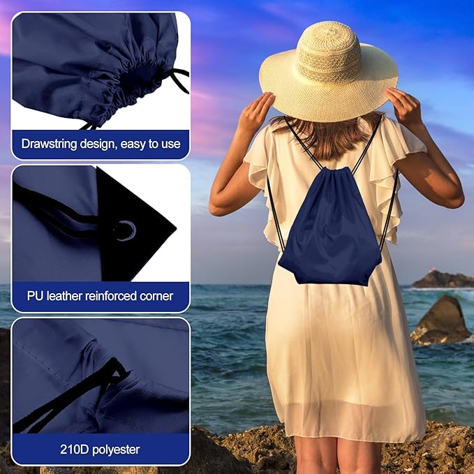 KUUQA 50Pcs Navy Blue Drawstring Backpack Bulk Drawstring Bags String Bags Storage Bags Gym Backpack for Sport Gym Traveling