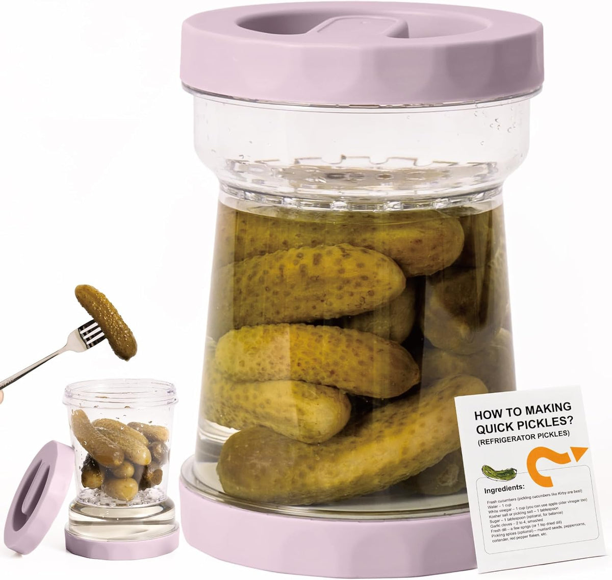 Pickle Jar with Strainer Flip, 38oz Pickle Container From Tritan, Airtight Hourglass Pickle Juice Separator Jar for Olives,Gherkins or Sliced, Leakproof Dishwasher Safe
