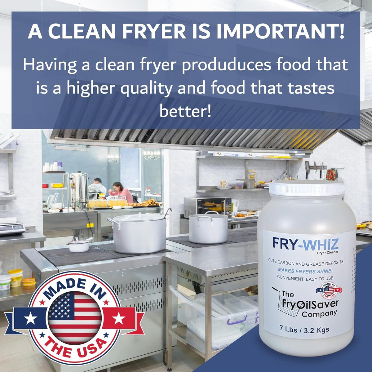 Fry-Whiz Deep Fryer Cleaner, Deep Fryer w/Basket Cleaner, Fryers Boil Out Powder for Cleaning Commercial Fryers, Removes Carbon, Grease, Food Stain, Rust, Cleaning Supplies for Food Service(1-Gallon)