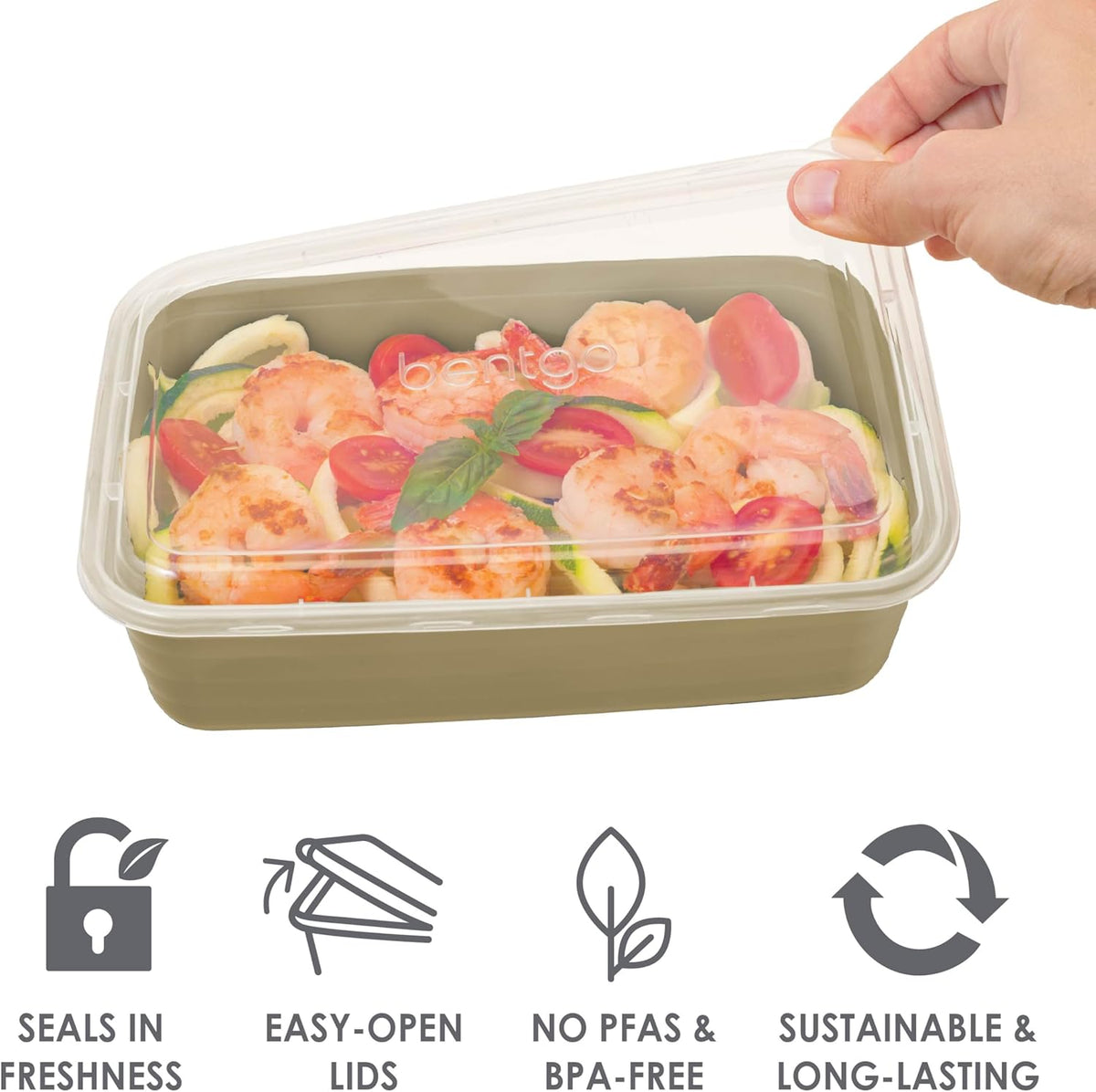 Bentgo Prep 60-Piece Meal Prep Kit - Reusable PFAS & BPA-Free Food Containers, 1-Compartment, 2-Compartment, & 3-Compartments - Microwave, Freezer, & Dishwasher Safe (Gleam Metallics)