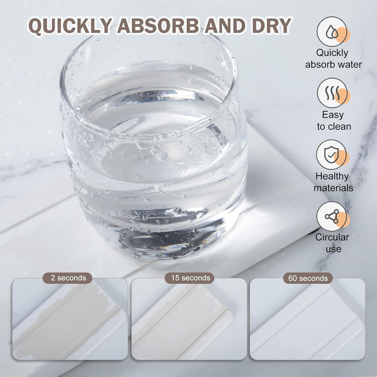 4PCS Stone Drying Trays for Bathroom Sink, Water Absorbing Stone Tray, Water Absorbent Diatomaceous Earth Tray and Coaster, Diatomite Soap Dish, Drying Stones Soap Trays for Kitchen Counter