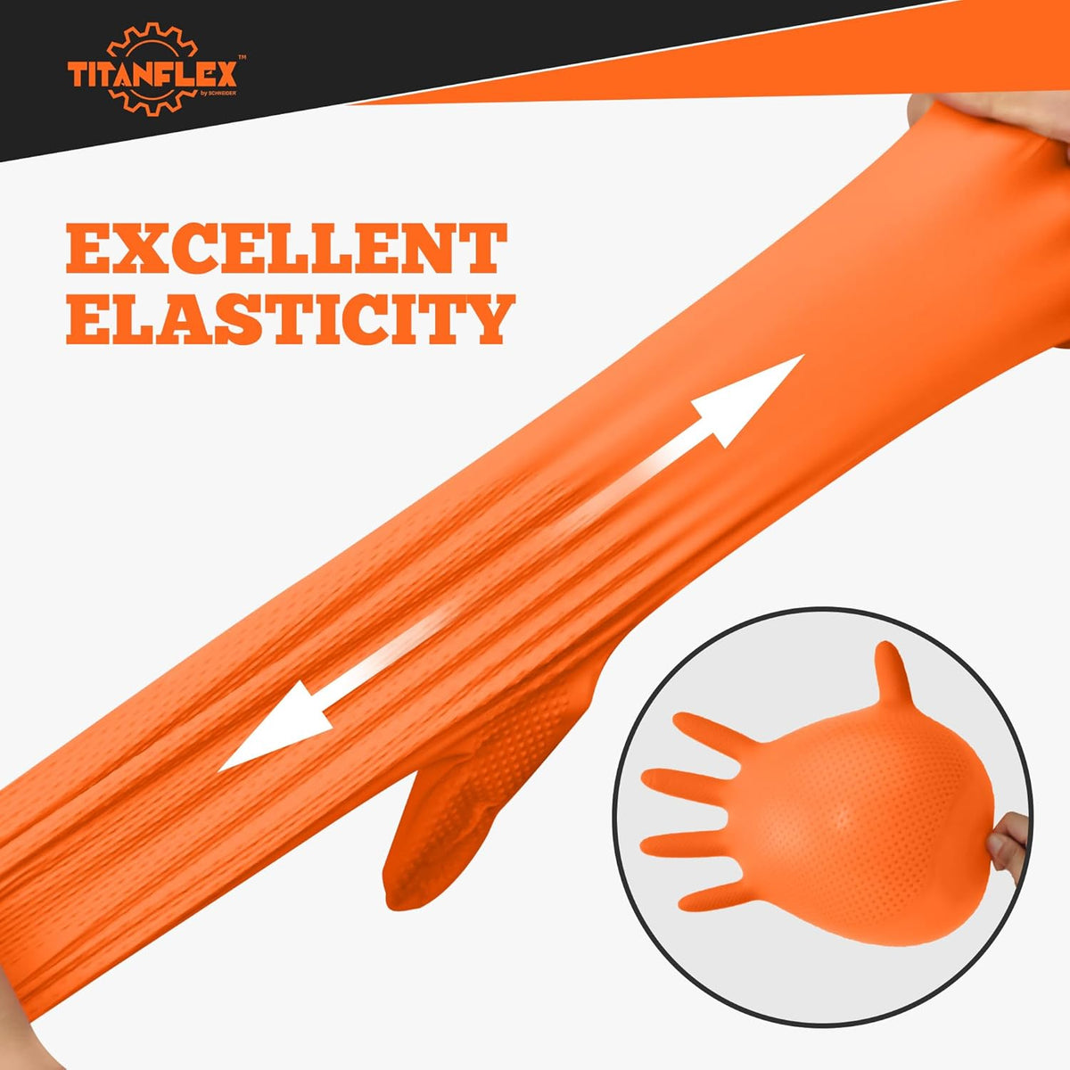 TitanFlex Heavy Duty Orange Nitrile Gloves, 6 Mil, Raised Diamond Texture, Mechanic Disposable Gloves, Latex Free Powder Free