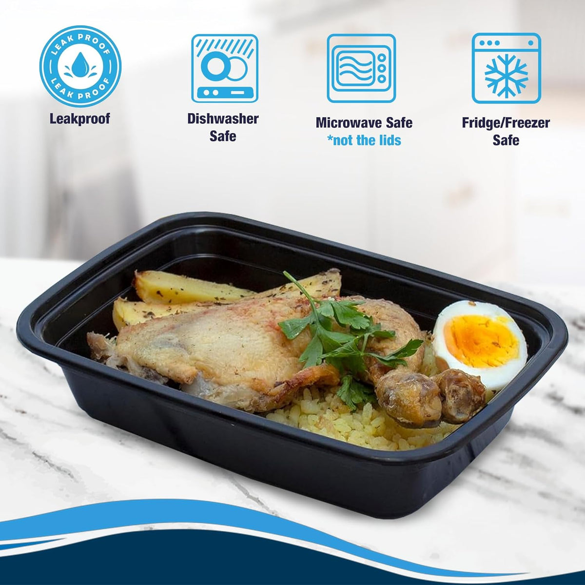 Ruthy's Outlet Meal Prep Containers W/Lids -Square Food Storage – BPA-Free| Stackable | Microwave | Freezer & Dishwasher Safe | Reusable Lunch Bento Box Portion Control & Planning (15 Pack, 32 oz)