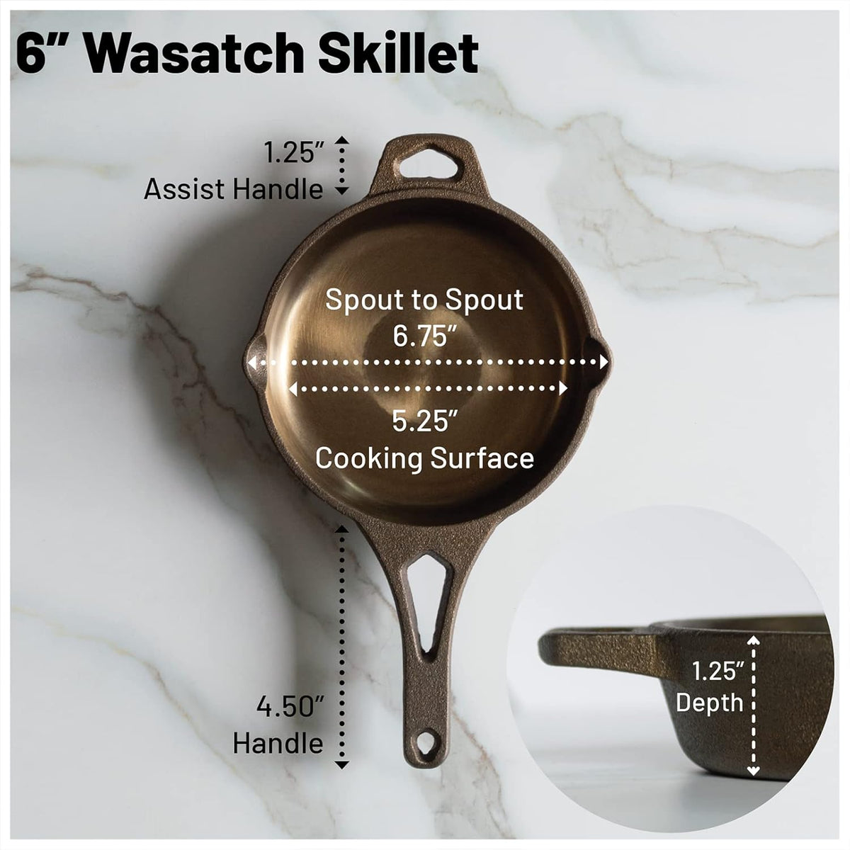 Backcountry Iron 6 Inch Smooth Wasatch Pre-Seasoned Round Cast Iron Skillet