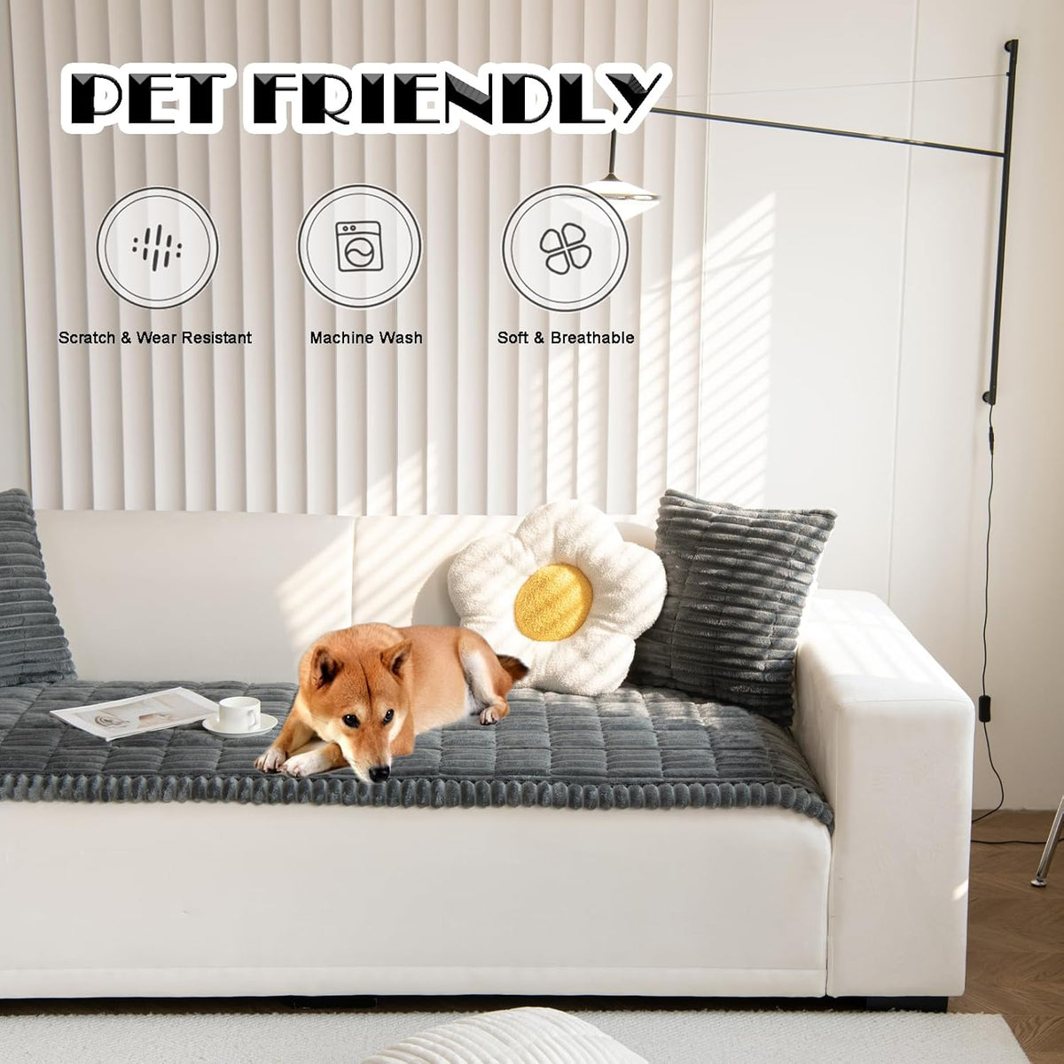 ZQFFB Pet Couch Cover Dogs Washable Non-Slip Couch Protector Pet Friendly Dog Mat for Couches and Sofas