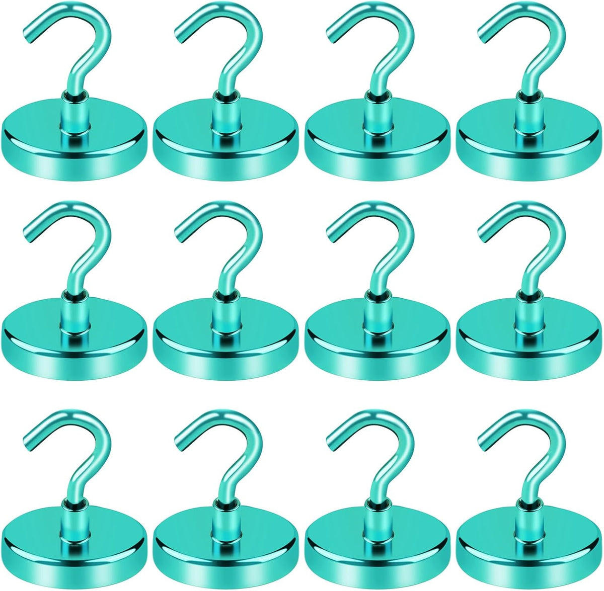 LOVIMAG Magnetic Hooks, 110lbs Capacity, Green Cruise Magnets, Key Holder, Strong Hanging Hooks - Fridge, Grill - 12 Pack
