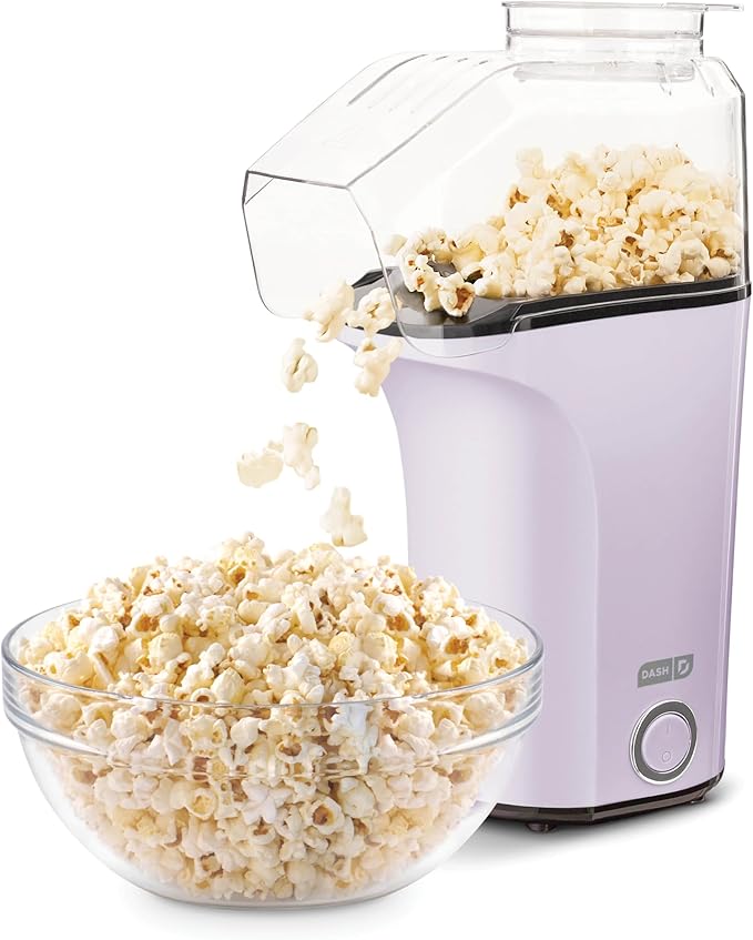DASH Hot Air Popcorn Popper Maker with Measuring Cup to Portion Popping Corn Kernels + Melt Butter, 16 Cups - Lavender