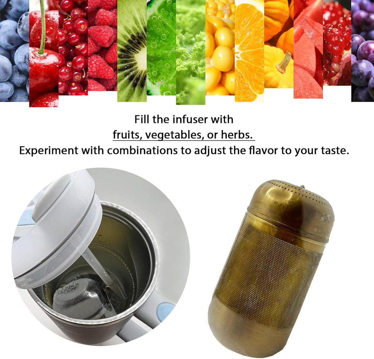 316 Stainless Steel Ion-Plated Fruit Infuser Insert &Tea Infuser for Loose Leaf,Compatible with Stanley,Hydro Flask,Iron Flask, Takeya,ThermoFlask，Reusable Filter for Herbs, Lemon, Cucumber