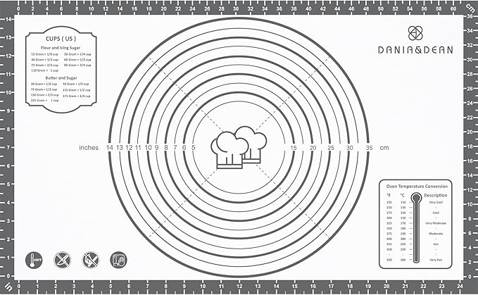 Silicone Mat, 26 x 16inch Extra Large Non-stick Pastry Baking Mat with Measurement, Resuable Thick Cookie Sheet Counter Mat, Dough Rolling Mat, Oven Liner, Fondant/Pie Crust Mat