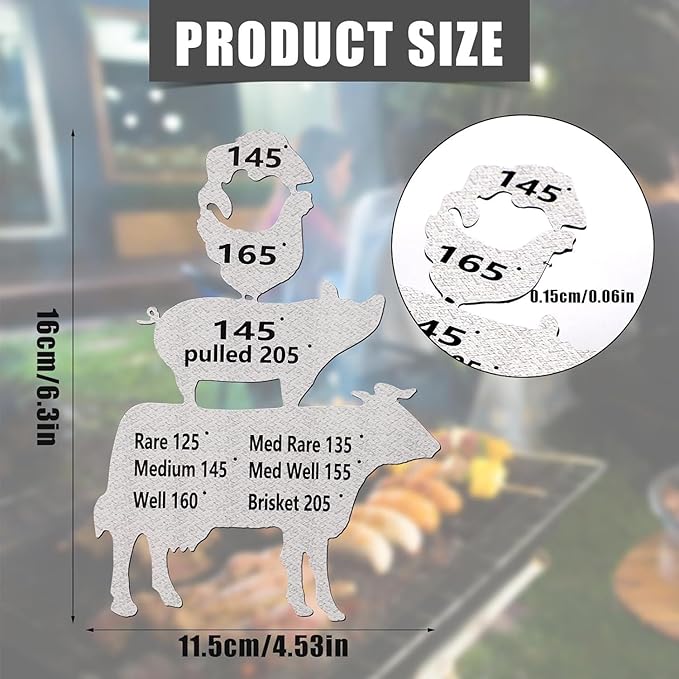 Animal Temp Magnet Combo BBQ Gift,BBQ Gift Men Grilling Party for Husband，Animal Meat Temperature Magnet Chart，Meat Magnets for Fridge，Meat Smoking Temperature