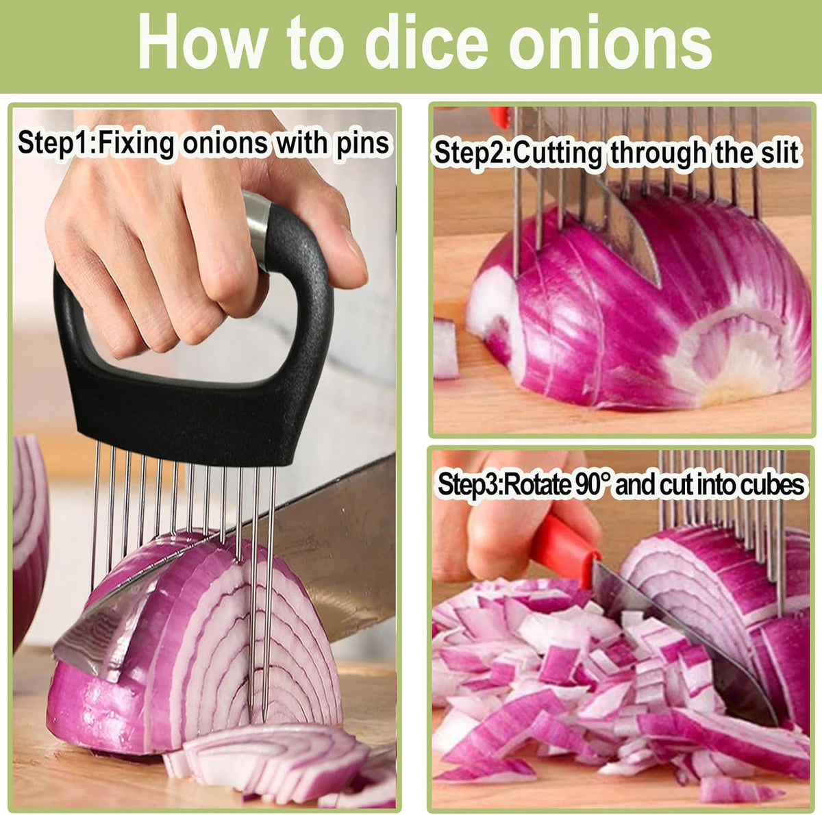 Onion Holder for Slicing,Tomato Slicer for Home Use Tool,Stainless Steel Onion Slicer Holder Chopper,Food Slicer Assistant Tool, Guide for Onion