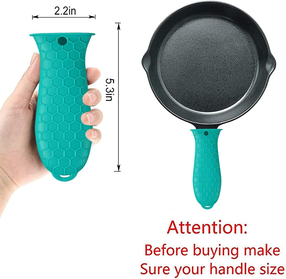 4 Pcs Silicone Hot Handle Holder, Non-Slip Potholder for Cast Iron Skillets & Frying Pans, Heat Resistant Sleeve Grip Cover, Metal Cookware Handle, Lake Blue