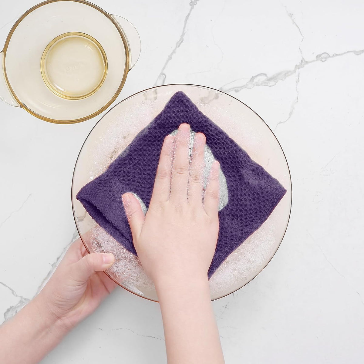 Homaxy 100% Cotton Waffle Weave Kitchen Dish Cloths, Ultra Soft Absorbent Quick Drying Dish Towels, 12 x 12 Inches, 12-Pack, Eggplant