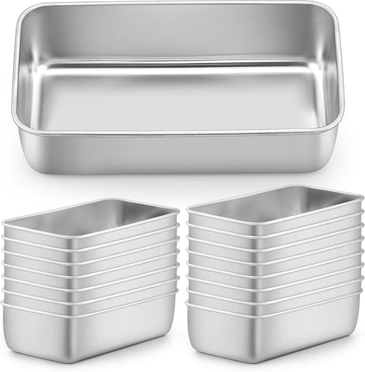 LIANYU 16 Pack 9x5 Inch Loaf Pans for Bread Baking, Stainless Steel Bread Baking Pans, Small Loaf Tins for Homemade Brownies and Pound Cakes, Dishwasher Safe