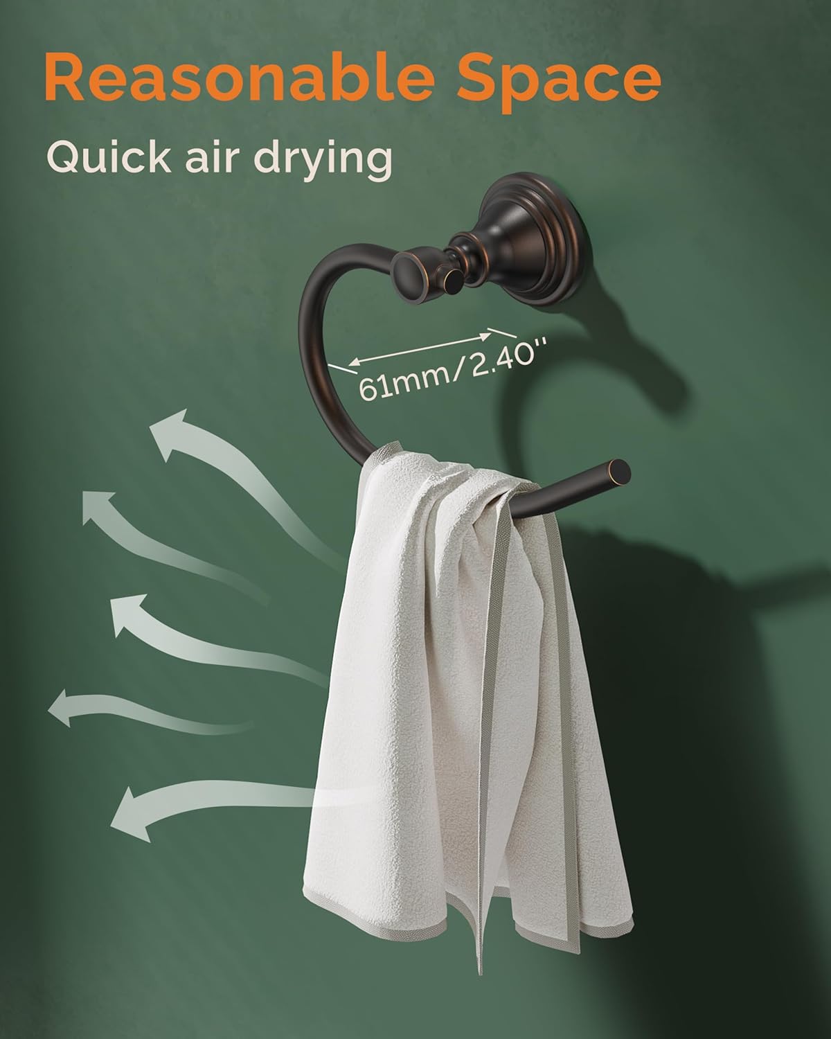 Towel Ring, Stainless Steel Hand Towel Holder for Bathroom Wall Mount, Heavy Duty Towel Hanger for Kitchen, Bath, RV (Oil Rubbed Bronze)