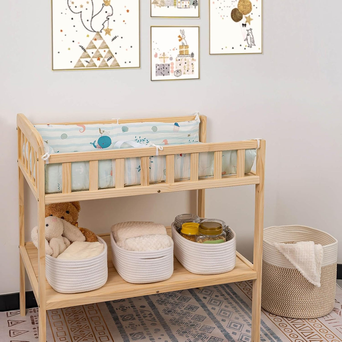 CubesLand Cube Shelf Closet Storage Baskets Bins,Woven Basket for Organizing/Storage,Long-lasting &Skin-friendly Toy Storage Basket Bin,Stylish Room Decor Basket,Off White Cotton Rope Basket 2 Packs