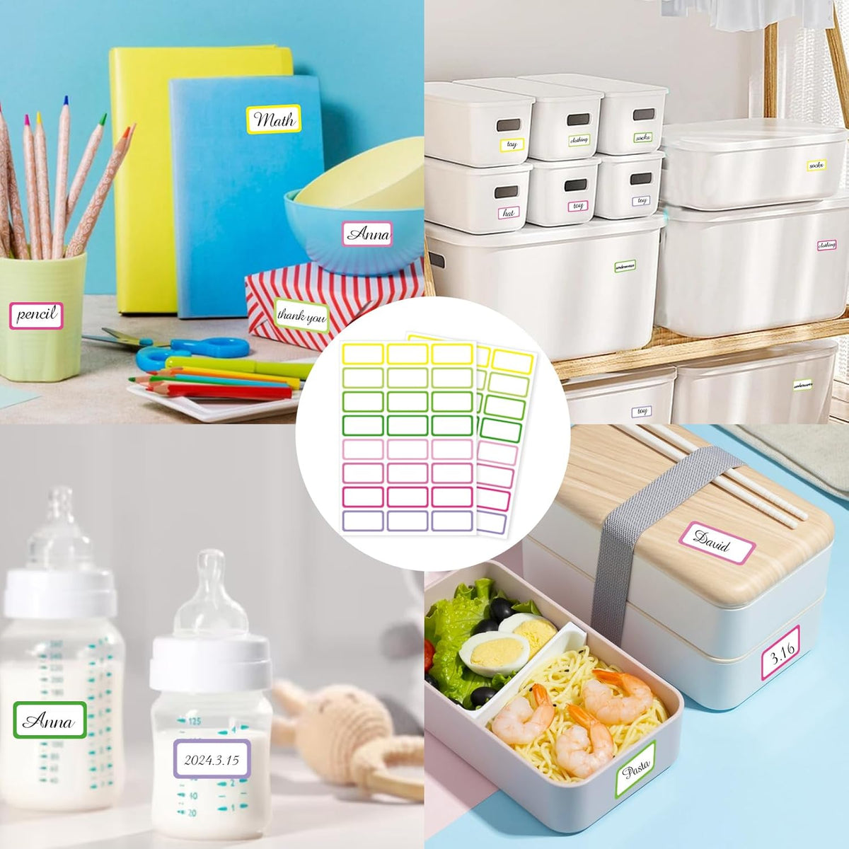 STARLIBOO Removable Freezer Labels,1x2 Inch Color Coding Removable Labels for Food Containers, Removable Label Easy Peel Off, Freezer Label to Write on/Waterproof (8 Colors,360 Pcs)