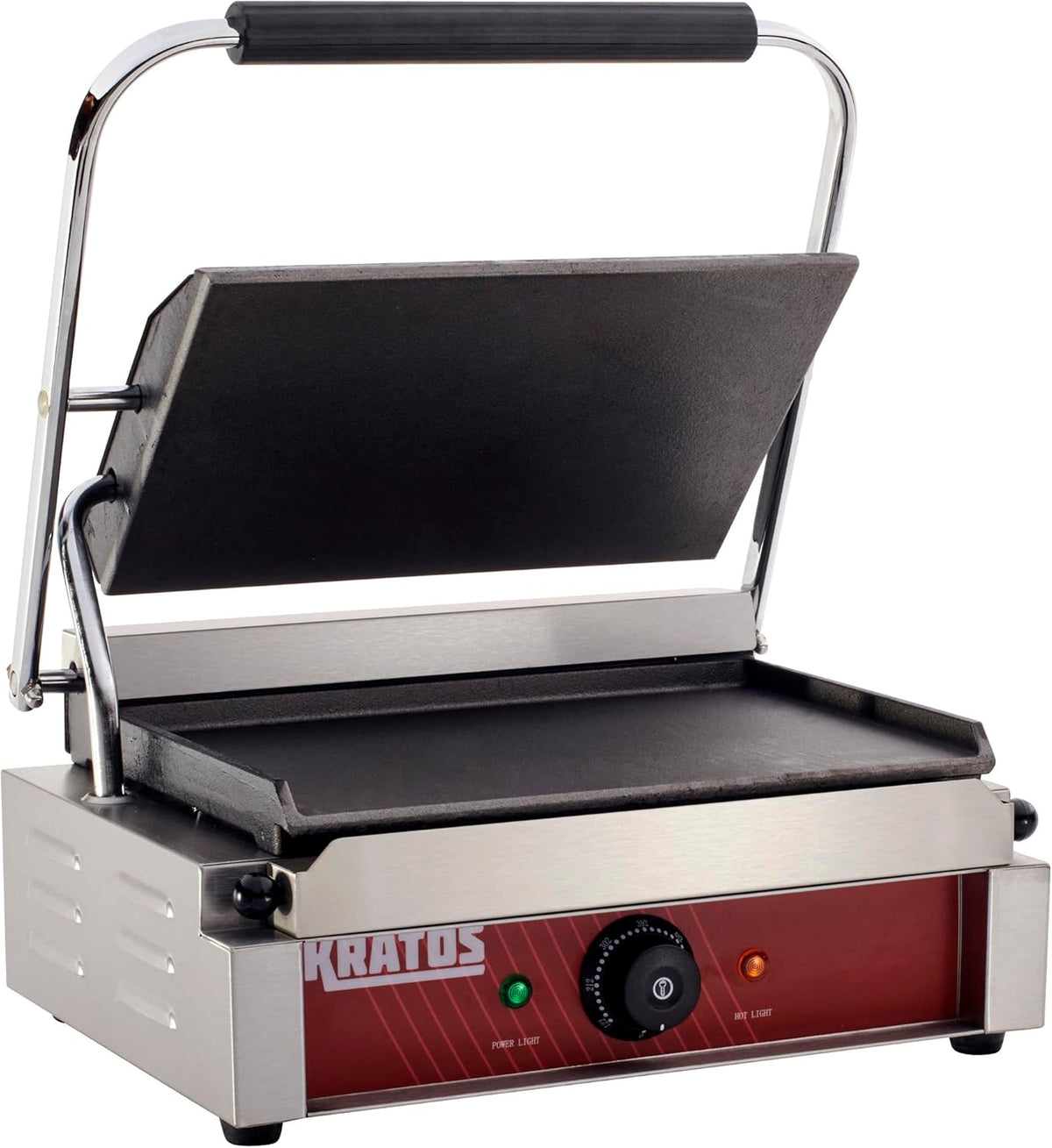 Kratos Commercial Electric Panini Sandwich Grill with Smooth Plates, 14" x 9" Cooking Surface, Commercial Countertop Panini Press, 120V, 1750W (29Y-021)