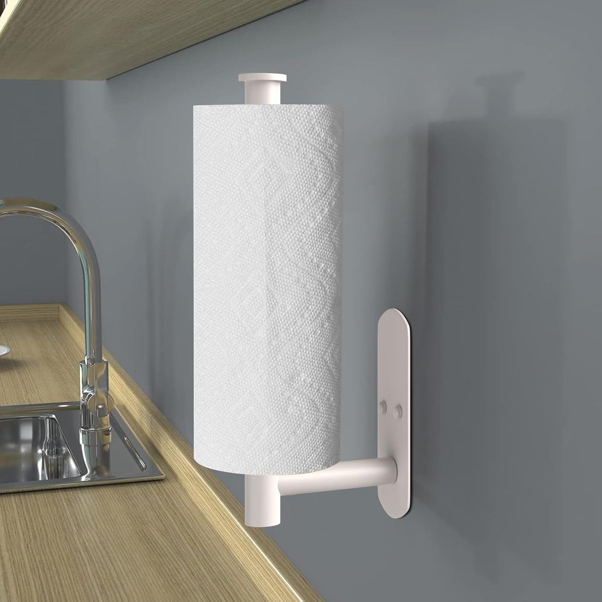 VAEHOLD Adhesive Paper Towel Holder Under Cabinet Wall Mount for Kitchen Paper Towel, Paper Towel Roll Holder Stick to Wall, Stainless Steel - Brown