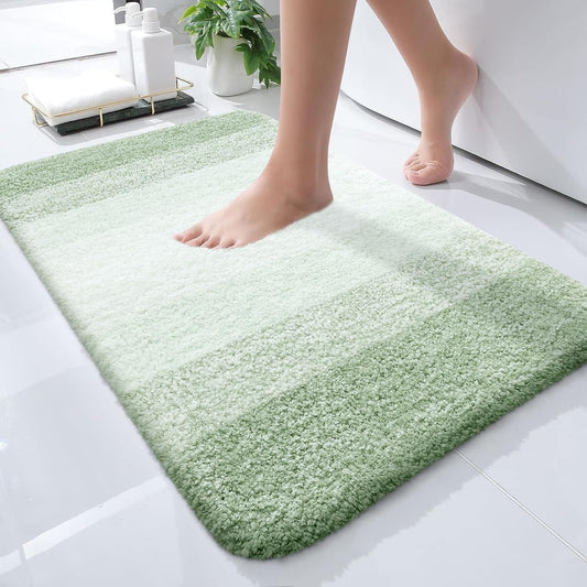 OLANLY Bathroom Rugs Mat 24x16, Extra Soft Absorbent Microfiber Bath Rugs, Rubber Backing, Quick Dry, Machine Washable Bath Mats for Bathroom Floor, Tub and Shower, Home Decor Accessories, Sage Green