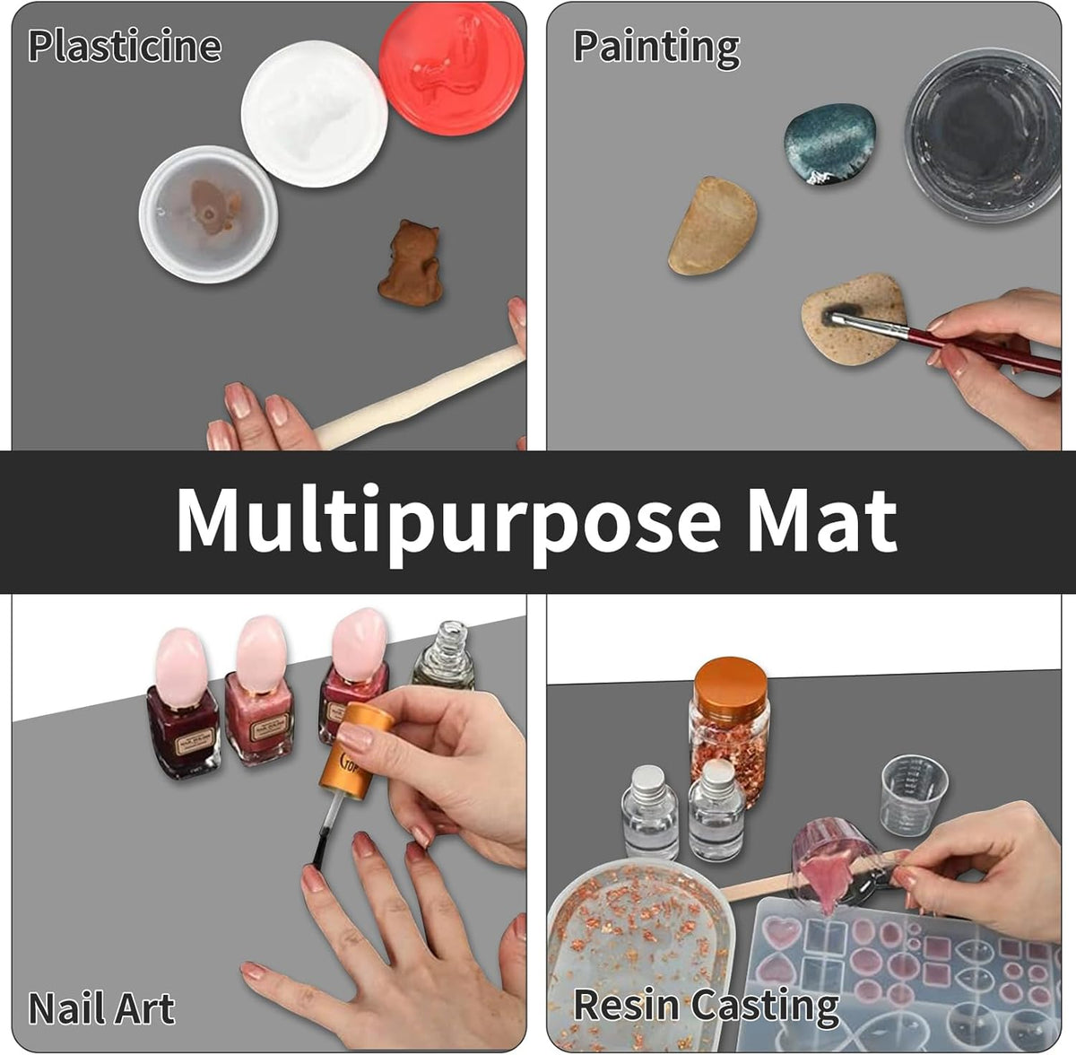 2MM Extra Thick Silicone Mats for Kitchen Counter, 23.6" x 15.7" Kitchen Island Heat-Resistant Coffee Mat, Non-slip Desk Protect Mat, Multipurpose Countertop Protector (Semitransparent)