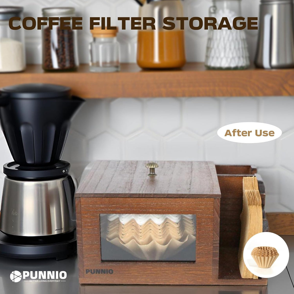 3 in 1 Coffee Filter Holder, Coffee Filters Storge Organizer with Lid for Home Kitchen Barista