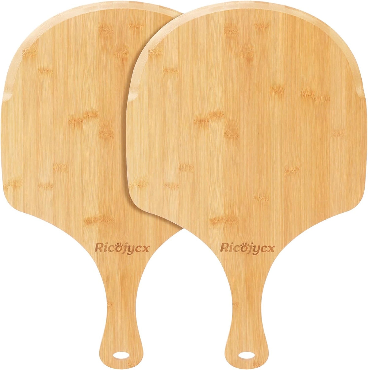 2 Pack Natural Bamboo Pizza Peel 14 inch, Wood Pizza Paddle, Cutting Board with Handle for Pizza, Bread, Cheese, Vegetable, Fruits