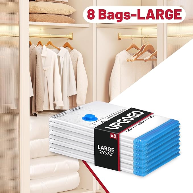 8 Pack Large Vacuum Storage Bags,Vacuum Seal Bags for Clothing,Space Saver Bags,Vacuum Travel Bags for Luggage