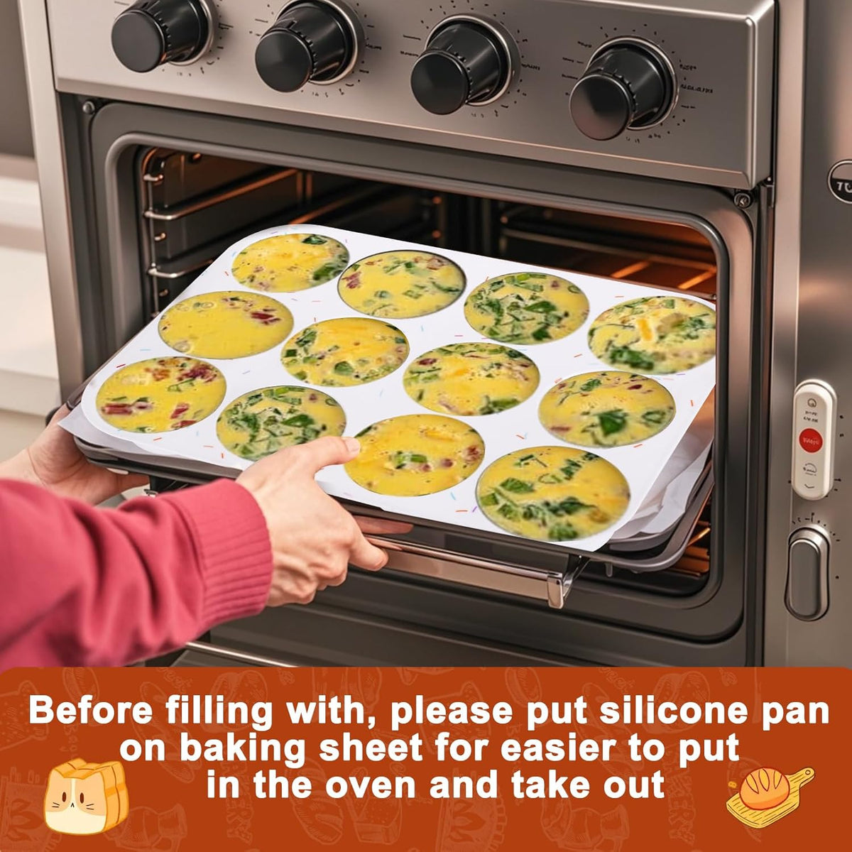 Juome Silicone Egg Bite Molds - 24 Cup Muffin Pans for Baking, Nonstick Cupcake Pan Silicone Mold for Making Tarts, Meatloaf and Mini Cheesecakes
