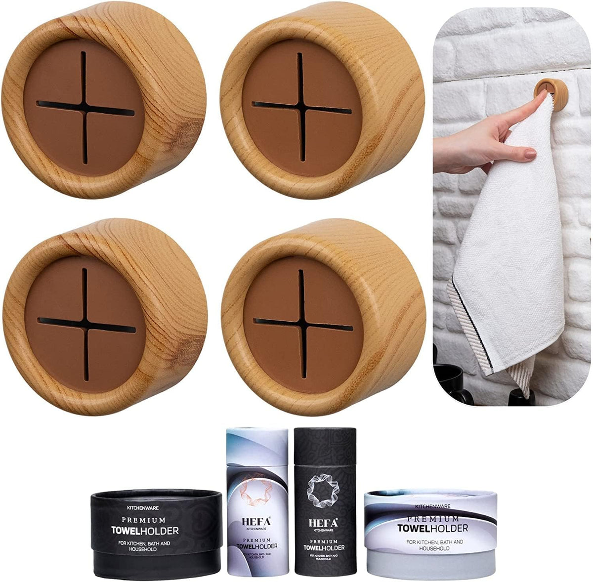 HEFA Towel Holder, Towel Hooks, Dish Towel Holder, Kitchen Organization, Bathroom Accesories, Kitchen Towel Hook, Kitchen Towel Holder, Christmas Gift, Kitchen Gadgets 4 Pack