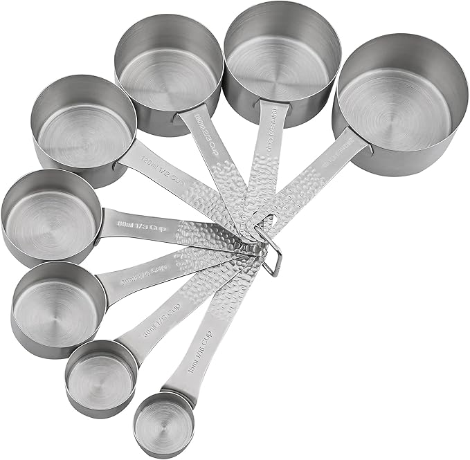 Smithcraft Measuring Cups, 8 Piece Dry Measuring Cup Set, 18/8 Stainless Steel Measuring Cups for Baking, Metal Kitchen Measure Cups with 1/16, 1/8, 1/4, 2/3 and 3/4 Cup Measuring Cup, Cooking Gadgets