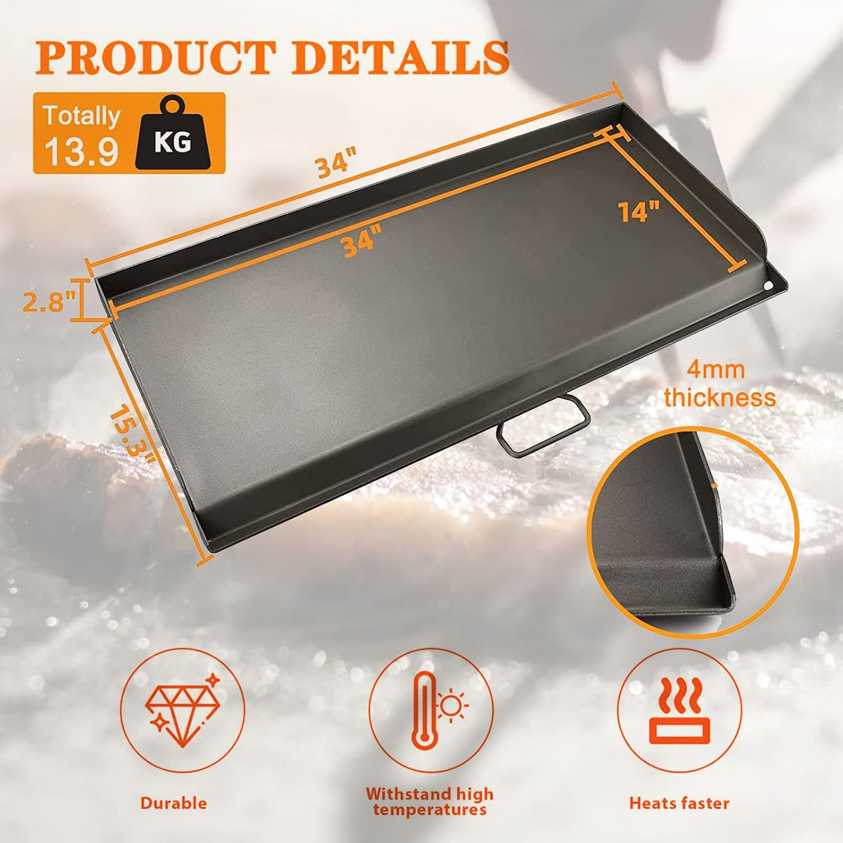 Griddle for Camp Chef 2 Burner Stove, Flat Top Griddle fits Camp Chef Accessories, 14 x 32'' Outdoor Cooking Systems